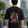 Men's Black Oversized Graphic T-Shirt with Gen-Z Cockroach Front & Back Print | CJP Inspired Urban Streetwear Baggy Fit Tee for Men | Aesthetic Drop Shoulder Half Sleeve Round Neck Oversized T-Shirt | Premium Loopknit 240 GSM Heavy Fabric