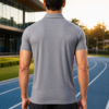 Plain Grey Polo T-Shirt | 180 GSM Mesh Knit | 100% Polyester | Stretchable Sports Wear