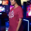 Level Up Oversized T-Shirt for Women | Gaming Graphic Back Print Tee | Maroon Streetwear T-Shirt | Loopknit 240 GSM Premium Fit