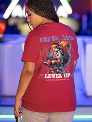 LG_8Bhv9_CUDKA1WU52_2026-01-30_1.jpg Level Up Oversized T-Shirt for Women | Gaming Graphic Back Print Tee | Maroon Streetwear T-Shirt | Loopknit 240 GSM Premium Fit