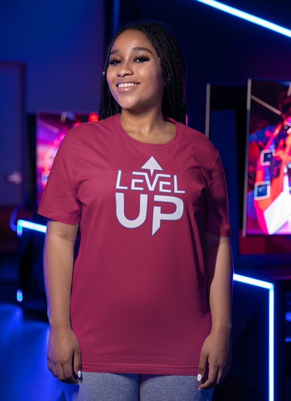 Level Up Oversized T-Shirt for Women | Gaming Graphic Back Print Tee | Maroon Streetwear T-Shirt | Loopknit 240 GSM Premium Fit