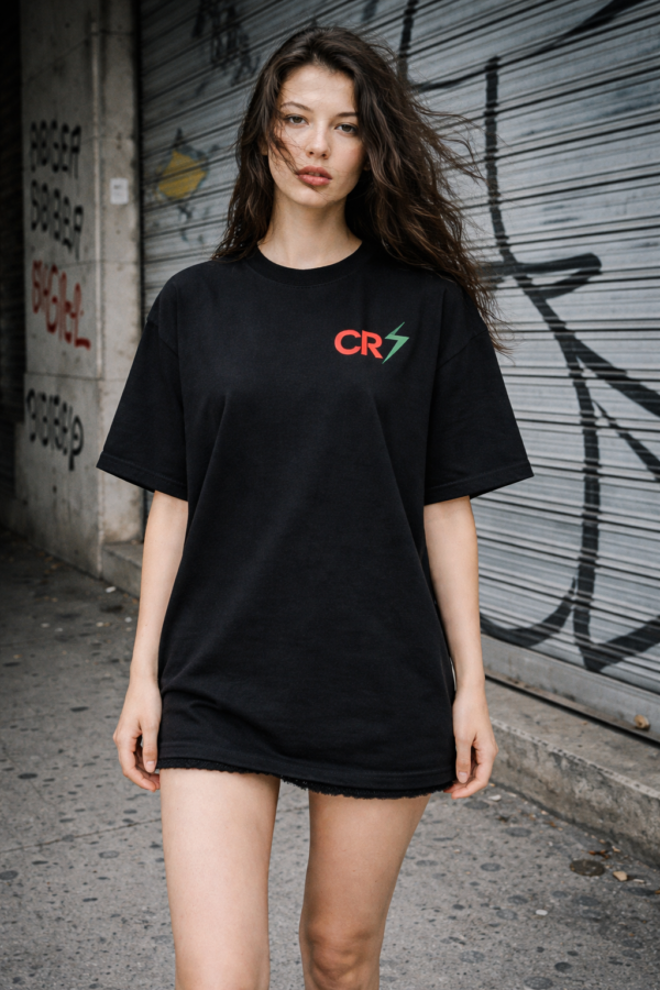 Unisex Oversized Black Graphic Printed Round Neck T-Shirt Bold Sports Inspired Back Print, Casual Streetwear, Half Sleeve Premium Cotton Tee