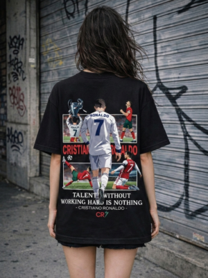 LazlkCd6_Y7QDE1FSJV_2026-04-17_1.png Unisex Oversized Black Graphic Printed Round Neck T-Shirt Bold Sports Inspired Back Print, Casual Streetwear, Half Sleeve Premium Cotton Tee