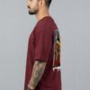 Mahabali Men’s Maroon Oversized T-Shirt – Sankatmochan Hanuman DTF Print | Loopknit Cotton 240 GSM