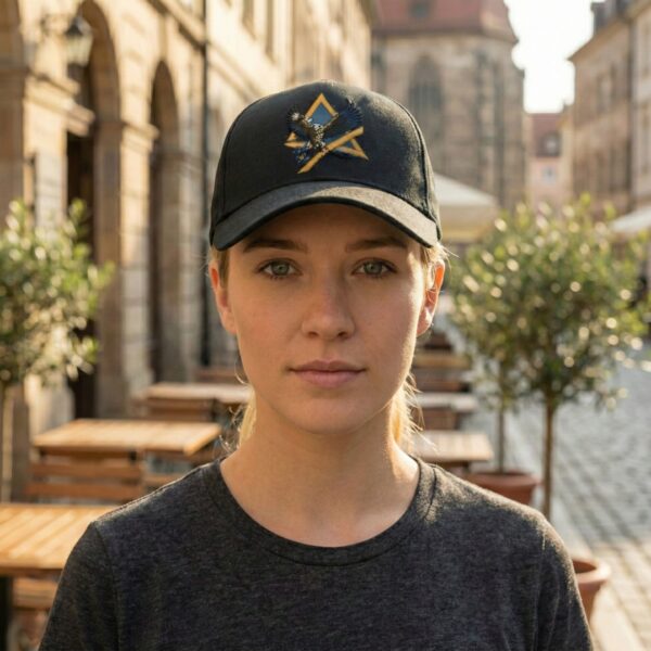 Flying Eagle Graphic Black Baseball Cap for Men & Women � Adjustable Unisex Streetwear Hat with Geometric Eagle Design, Casual Fashion Sports Cap for Daily Wear