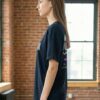 Women Navy Blue Oversized Graphic T-Shirt | Wear Your Heart on Your Sleeve Print � Premium Loopknit Cotton 240 GSM Streetwear Tee
