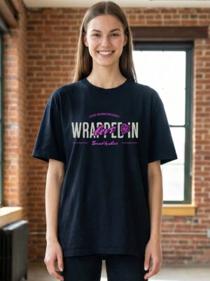 OFAXxEs6_EIM2IQSJBS_2026-02-20_1.jpg Women Navy Blue Oversized Graphic T-Shirt | Wear Your Heart on Your Sleeve Print � Premium Loopknit Cotton 240 GSM Streetwear Tee