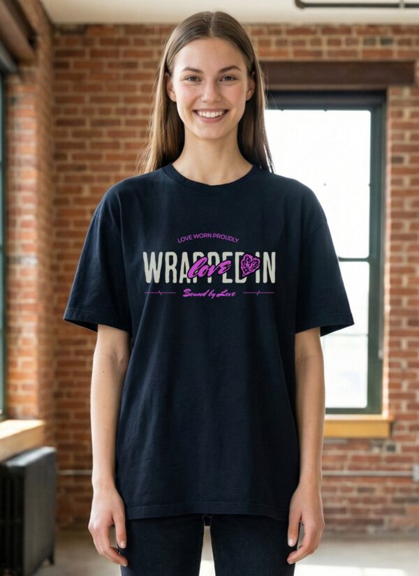 Women Navy Blue Oversized Graphic T-Shirt | Wear Your Heart on Your Sleeve Print � Premium Loopknit Cotton 240 GSM Streetwear Tee