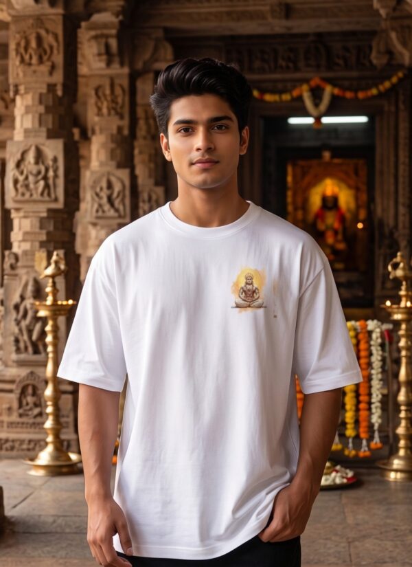OVVzocDE_Z1GRU3RP76_2026-04-25_2.jpg Unisex Oversized Dancing Hanuman Graphic T-Shirt | Energetic Devotion Design, White Cotton Tee