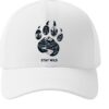 Unisex White Baseball Cap with Stay Wild Mountain Paw Print Graphic, Adjustable Casual Cap for Men and Women, Stylish Outdoor Adventure Hat for Travel, Hiking, Sports and Daily Wear
