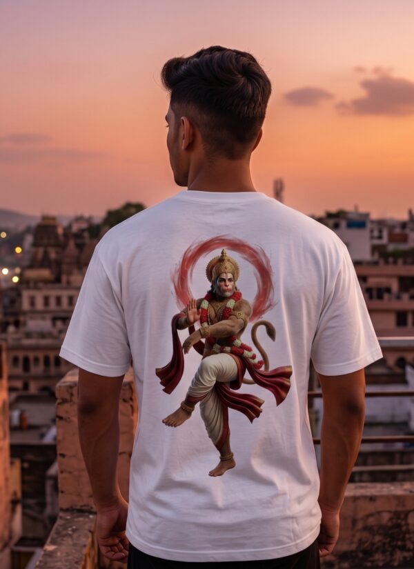 PKFaSluR_BQ0BNWXTUL_2026-04-25_1.jpg Unisex Oversized Hanuman Graphic T-Shirt | Spiritual Warrior Design, White Cotton Tee