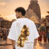 Men's White Oversized T-Shirt with Narayan Graphic Print | Loopknit 240 GSM | Spiritual Devotional Oversized Tee | Om Namo Narayanaya | Premium Graphic T-Shirt for Temple, Festivals & Everyday Wear
