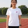 Women's White Regular Fit Activewear T-Shirt with Move On Graphic | Meshknit 180 GSM Breathable Sports Tee for Gym, Running, Yoga, Workout, Training & Fitness