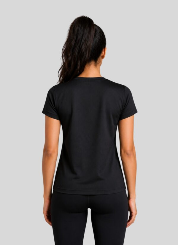 Women's Black Activewear T-Shirt | Premium Mesh Knit 180 GSM | Regular Fit Gym, Running, Workout, Yoga, Sports, Training, Walking & Fitness Half Sleeve Round Neck T-Shirt for Women