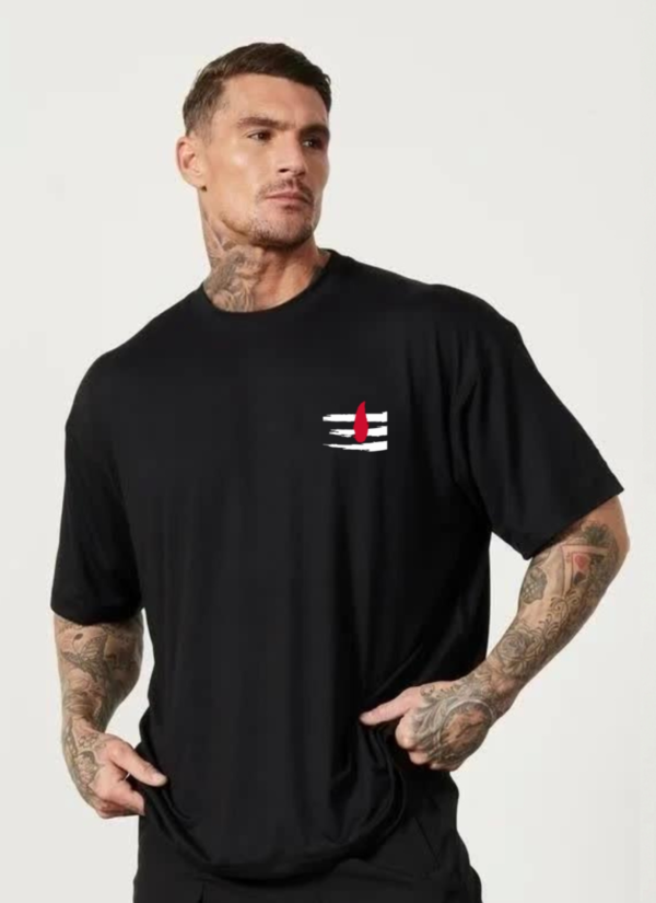 Mahakal Oversized T-Shirt for Men | Lord Shiva Trishul Back Print Black Tee | Loopknit 240 GSM Premium Cotton
