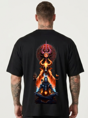 RqKIs7Z0_RJSQE69H0K_2026-01-30_1.png Mahakal Oversized T-Shirt for Men | Lord Shiva Trishul Back Print Black Tee | Loopknit 240 GSM Premium Cotton