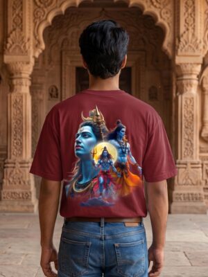 S2n6fMPF_DLLTH7N672_2026-04-29_1.jpg Mahakal Divine Graphic Oversized Maroon T-Shirt for Men & Women | Spiritual Lord Shiva Back Print | Premium 240 GSM Loopknit Cotton | Unisex Streetwear Devotional Design | Front Sanskrit Typography & Detailed Back Artwork