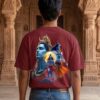 Mahakal Divine Graphic Oversized Maroon T-Shirt for Men & Women | Spiritual Lord Shiva Back Print | Premium 240 GSM Loopknit Cotton | Unisex Streetwear Devotional Design | Front Sanskrit Typography & Detailed Back Artwork