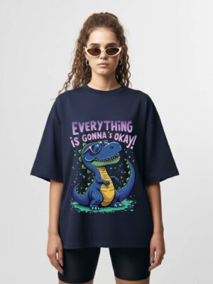 S9OnMl_7_8T68GCG76L_2026-02-17_1.jpg Women Oversized Graphic T-Shirt | Cute Dino Positive Quote Print | Loopknit 240 GSM Casual Streetwear Tee