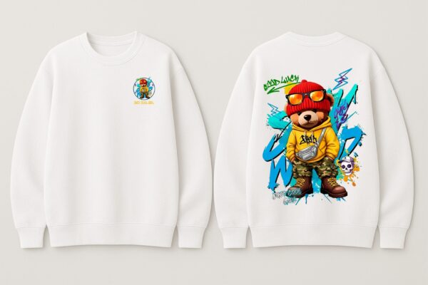 SDUsxzm_I6SSR94CXA_2026-01-30_5.jpg Just Cool Girl Oversized Sweatshirt – Women White Graphic Bear Streetwear | Fleece 300 GSM Premium Winter Sweatshirt