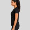 Women's Black Activewear T-Shirt | Premium Mesh Knit 180 GSM | Regular Fit Gym, Running, Workout, Yoga, Sports, Training, Walking & Fitness Half Sleeve Round Neck T-Shirt for Women