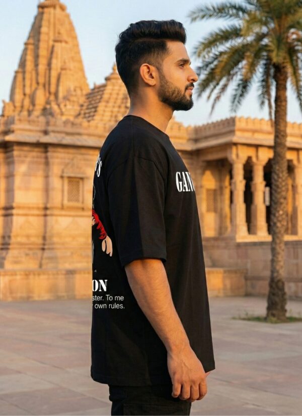 Gangster Evolution Oversized Black T-Shirt for Men | 240 GSM Premium Cotton | DTF Print Streetwear Tee