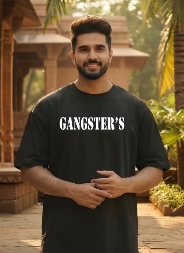 Gangster Evolution Oversized Black T-Shirt for Men | 240 GSM Premium Cotton | DTF Print Streetwear Tee