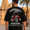 Gangster Evolution Oversized Black T-Shirt for Men | 240 GSM Premium Cotton | DTF Print Streetwear Tee