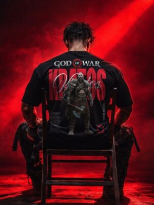 WMFOB_God_of_War_1772778442793_4d2fm951hitd6p0.jpg Men's Oversized Black Graphic Printed T-Shirt | Warrior Gaming Back Print | Half Sleeve Round Neck | Premium Cotton Casual Streetwear