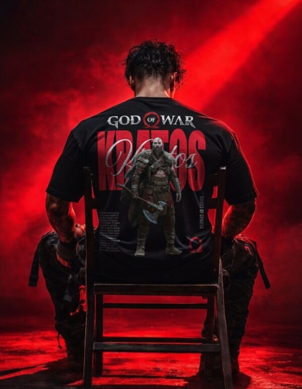 WMFOB_God_of_War_1772778442793_4d2fm951hitd6p0.jpg Men's Oversized Black Graphic Printed T-Shirt | Warrior Gaming Back Print | Half Sleeve Round Neck | Premium Cotton Casual Streetwear