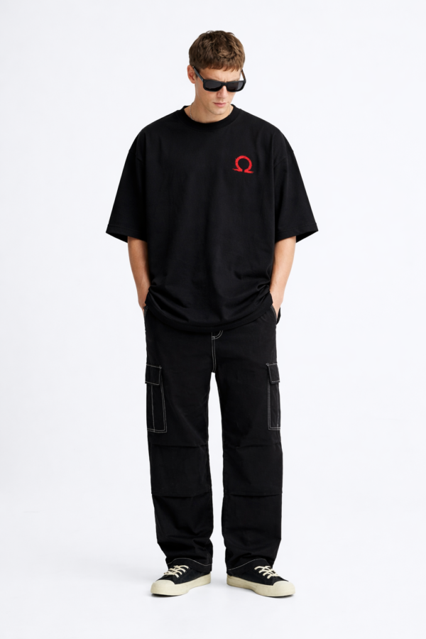 WMFOB_God_of_War_2_0_1772781071888_bf8j5fjrecnd7e3.png Men's Oversized Black Graphic Printed T-Shirt | Warrior Omega Back Print | Half Sleeve Round Neck | Premium Cotton Streetwear