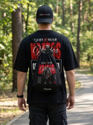 WMFOB_God_of_War_2_0_Set_1773990644436_lgnua04mxmxc3rm.jpg God of War Kratos Oversized T-Shirt, Cap & Drawstring Bag Combo for Men | Gaming Inspired Streetwear Set | Loopknit 240 GSM Cotton Tee + Adjustable Cap + Printed Carry Bag