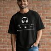 Music Player Headphone Graphic Printed Black Oversized T Shirt for Men | Minimal Music Lover Design | Round Neck Streetwear Oversized T-Shirt GiftSpeaks