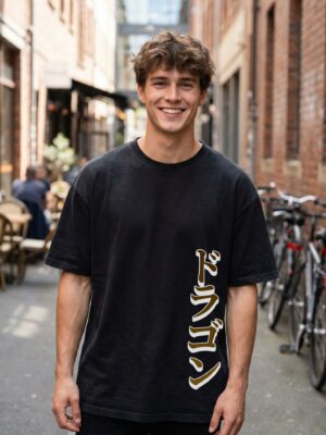 WMFOB_Mythical_1771566973940_5ixb8s50zsejnra.jpg Mens Oversized Black Dragon Graphic Printed T-Shirt | Mythical Streetwear Back Print | Premium Loopknit Cotton 240 GSM | Urban Fashion Statement Tee