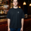 Mens Oversized Black T-Shirt | Lucky Shot Casino Whiskey Graphic Print | Loopknit 240 GSM Premium Heavy Fabric | Streetwear Oversized T-Shirt for Men
