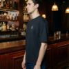Mens Oversized Black T-Shirt | Lucky Shot Casino Whiskey Graphic Print | Loopknit 240 GSM Premium Heavy Fabric | Streetwear Oversized T-Shirt for Men