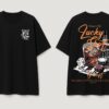 Mens Oversized Black T-Shirt | Lucky Shot Casino Whiskey Graphic Print | Loopknit 240 GSM Premium Heavy Fabric | Streetwear Oversized T-Shirt for Men