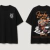 Mens Oversized Black T-Shirt | Lucky Shot Casino Whiskey Graphic Print | Loopknit 240 GSM Premium Heavy Fabric | Streetwear Oversized T-Shirt for Men