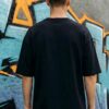 Men’s Oversized Black Rebel T-Shirt – Loopknit Cotton 240 GSM with DTF Print Streetwear Style