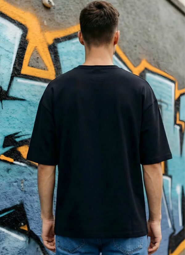 Men’s Oversized Black Rebel T-Shirt – Loopknit Cotton 240 GSM with DTF Print Streetwear Style