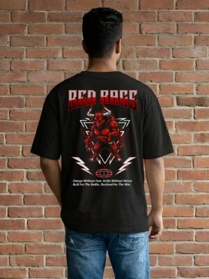 WMFOB_Red_Rage_1768043674657_cjl1sl6y1wfg4pn.jpg Men’s Oversized Black Red Rage T-Shirt – Loopknit Cotton 240 GSM Streetwear Fit