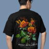 Black Rose in Flames Graphic Printed Men’s Oversized T-Shirt | Premium Loopknit 240 GSM Streetwear Tee | Front Text & Bold Back Print Urban Style – GiftSpeaks