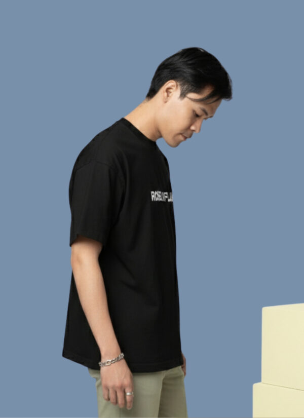 Black Rose in Flames Graphic Printed Men’s Oversized T-Shirt | Premium Loopknit 240 GSM Streetwear Tee | Front Text & Bold Back Print Urban Style – GiftSpeaks