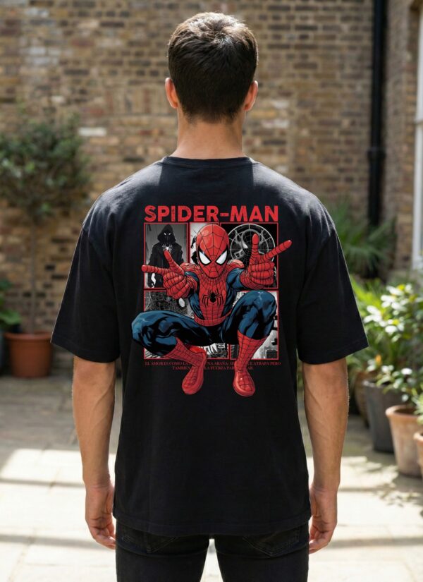 WMFOB_Spider_Man_1771569346946_0vlaqswi8nj6w69.jpg Men Oversized Black Superhero Spider Graphic T-Shirt | Bold Red Spider Emblem & Back Print | Premium Loopknit Cotton 240 GSM | Streetwear Comic Style Tee