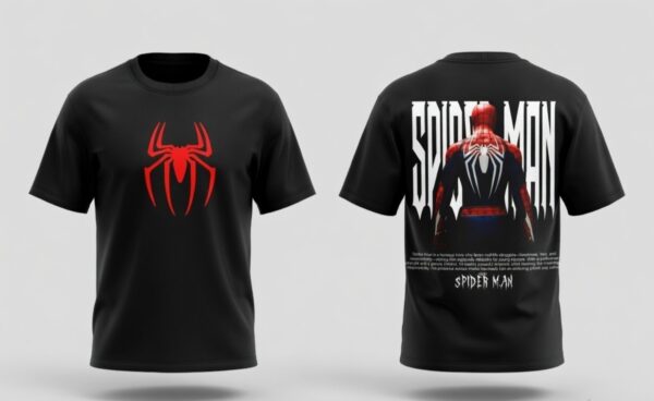 Men's Oversized Superhero Graphic Back Print T-Shirt | Spider Inspired Streetwear Tee with Bold Back Design, Casual Oversized Cotton T-Shirt for Men