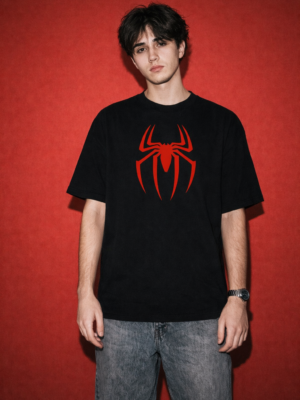 Men's Oversized Superhero Graphic Back Print T-Shirt | Spider Inspired Streetwear Tee with Bold Back Design, Casual Oversized Cotton T-Shirt for Men
