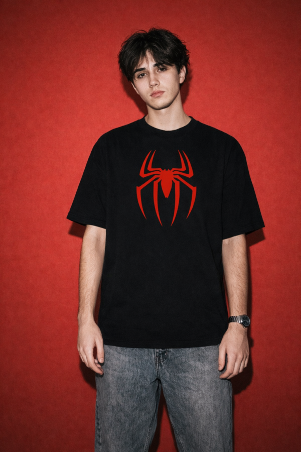 Men's Oversized Superhero Graphic Back Print T-Shirt | Spider Inspired Streetwear Tee with Bold Back Design, Casual Oversized Cotton T-Shirt for Men