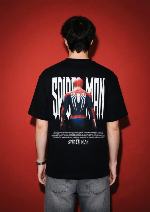Men's Oversized Superhero Graphic Back Print T-Shirt | Spider Inspired Streetwear Tee with Bold Back Design, Casual Oversized Cotton T-Shirt for Men