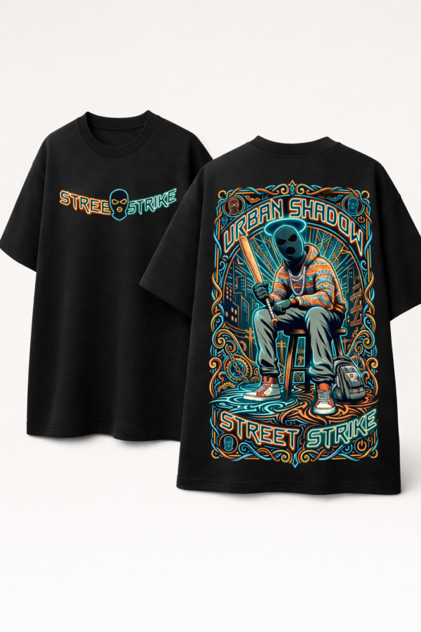 WMFOB_Street_Strike_1772785954210_u4ynkw8p0w6g55r.png Men's Oversized Street Strike Graphic Back Print T-Shirt | Urban Shadow Streetwear Design, Bold Back Graphic Casual Oversized T-Shirt for Men