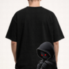 Men"s Oversized The End Graphic T-Shirt | Dark Hooded Character Back Print, Minimal Gothic Typography Streetwear Oversized T-Shirt for Men